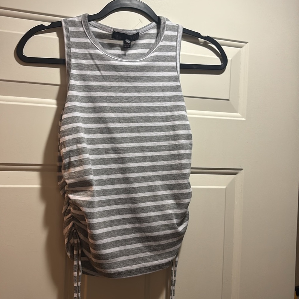 FADED ROSE SLEEVELESSStriped side Drawstring Tank Top - Picture 11 of 16